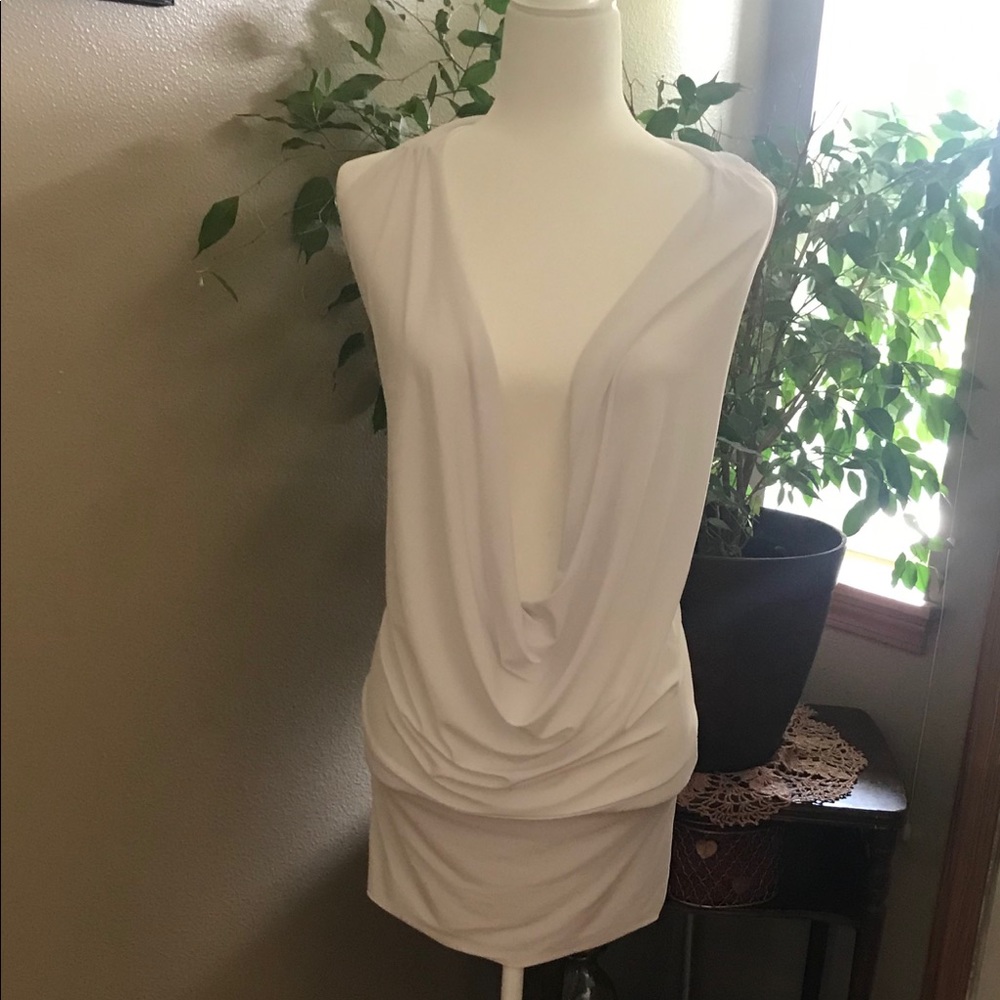 Deep Plunging halter mini dress/long top